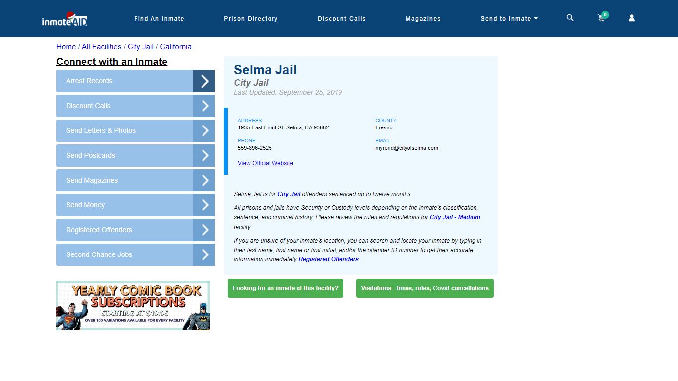 Selma Jail | Inmate Locator