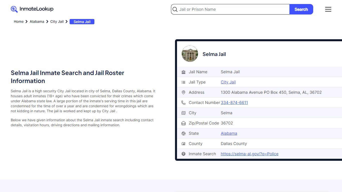 Selma Jail Inmate Search - Selma Alabama - Inmate Lookup
